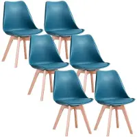 StarTech.com Juego de 6 sillas de comedor - Silla de cocina escandinava - Diseño moderno y minimalista - Asiento de plástico con patas de madera - Ideal para cocina, comedor o restaurante - Color verde oscuro