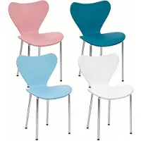 StarTech.com Sillas de comedor - Juego de 4. Sillas de cocina - Apilables - Estructura de metal - Sin reposabrazos - Diseño moderno y minimalista - 45,5 x 40 x 82,5 cm - Rosa/Azul