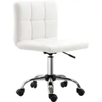 StarTech.com Silla de oficina - Silla de escritorio ergonómica - Sin reposabrazos - Regulable en altura - Giratoria - Acolchada - Imitación de cuero - Blanca