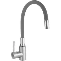 Kuchinox Grifo de cocina de pie con caño flexible, acero cepillado/gris, marca NILA, modelo LAVEO