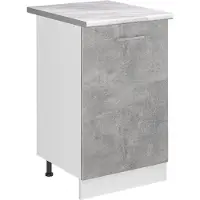 Vicco Mueble bajo de cocina R-Line Hormigón/Blanco 50 cm encimera Mármol, Model 70082