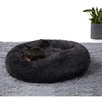 Merkloos Cama para perros pequeños en forma de dona, lavable, de 60 cm