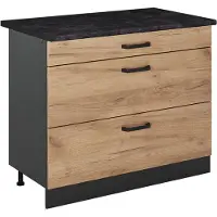 Vicco Mueble bajo de cocina R-Line Roble dorado/Antracita 100 cm encimera Antracita, Model 71556