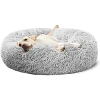Merkloos Cama para perros grandes, con forma de rosquilla y efecto calmante