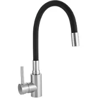 Kuchinox Grifo de cocina de pie con caño flexible, acero cepillado/níquel negro, marca LAVEO