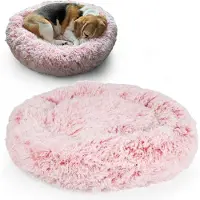 Merkloos Cama para perros antideslizante, lavable, de felpa, redonda, con un diámetro de 60 x 16 cm. Ofrece lujo y comodidad. Cama para perros