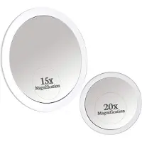 Merkloos Omgoods - Set de espejos de aumento de 20x y 15x con ventosas - Perfectos para maquillaje y cejas