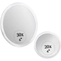 Merkloos Omgoods - Juego de espejos de aumento de 30x y 20x con ventosas - Ideal para maquillaje y cejas