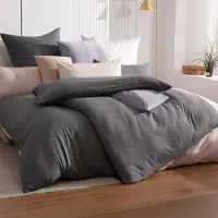 Merkloos Juego de funda de edredón color antracita de 135 x 200 cm, con 2 fundas de almohada de 80 x 80 cm, de microfibra, de 4 piezas, con cierre de cremallera