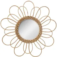 Merkloos Omgoods - Espejo de mimbre con motivo floral, diámetro 38 cm, para uso en interiores