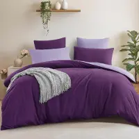 Merkloos Juego de ropa de cama de 3 piezas en color lila lavanda, que incluye una funda de edredón de 200x200 cm y dos fundas de almohada de 80x80 cm