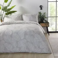 Merkloos Funda de edredón con estampado de hojas, tamaño individual, 140 x 200 cm, reversible, color blanco natural