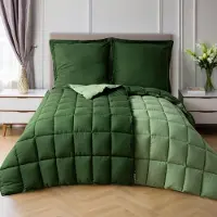 Merkloos Juego de funda de edredón verde de 4 piezas, que incluye 2 fundas de edredón de 135 x 200 cm y 2 fundas de almohada de 80 x 80 cm