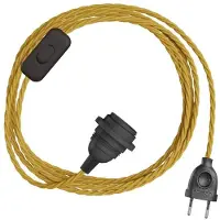 Creative Cables Pantalla De Lámpara Snakebis Twisted E14-juego De Cables Con Portalámparas. Cable Trenzado De Tela Y Enchufe De 2 Clavijas 3 M