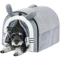 Merkloos Omgoods - Cama para perros de tamaño mediano - Con cortinas - Cubierta lavable