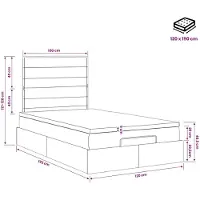 vidaXL : Otomana con cama y colchón, con iluminación LED, color crema, 120 x 190 cm, tapizada en tela
