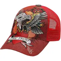 Ed Hardy Gorra 'Brave Hearts' marrón castaño / granadina / negro / blanco