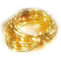 OEM Guirnalda de luces LED, cable de cobre, 2 metros, luz blanca cálida, requiere 3 pilas AA