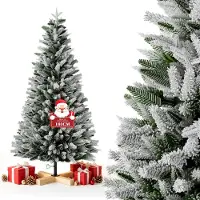 QEENTOE Árbol de Navidad artificial , 180 cm, mezcla de PE y PVC, ramas moldeadas de forma realista, montaje rápido, ignífugo, con base de madera, sin luces