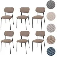 Mendler Juego de 6 sillas de comedor HWC-O26, sillas de cocina, sillas tapizadas, con estructura de metal y tapicería de tela/textil (330g/m²), color beige