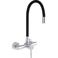Deante Grifo de cocina de acero con caño flexible: ahorro de agua, funcionamiento silencioso, e flujo A (9.