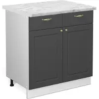 Vicco Mueble bajo de cocina Fame-Line Antracita-oro 80 cm , ET Mármol, Model 46612