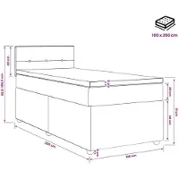vidaXL Cama con somier y colchón de la marca , color gris oscuro, dimensiones 100 x 200 cm, tapizada en tela