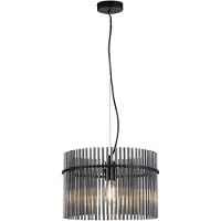 Searchlight Lámpara colgante Swizzle, negro/gris ahumado, Ø 40 cm, cristal/metal