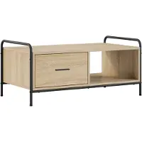 Syfax Mesa de centro de roble Sonoma, 90 x 49 x 41 cm, fabricada en material de madera