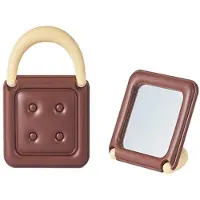 Merkloos Solidchoice - Espejo de maquillaje plegable con diseño de bolso de mano color chocolate, ideal para viajes