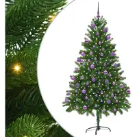 vidaXL Árbol de Navidad con 300 luces LED, base incluida, color verde, 210 cm, material: polietileno