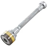 OEM Grifo de cocina con 3 posiciones, giratorio 360° - Cabezal de grifo de acero inoxidable sin salpicaduras - Prolongador de grifo de 17,5 cm - Borde dorado