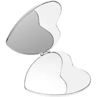 Merkloos Omgoods - Espejo de bolsillo con forma de corazón - Espejo compacto de doble cara para mujeres