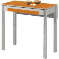 OEM Mesa de cocina extensible, de metal, color naranja, 80x40 cm, extensible hasta 80x60 cm