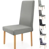 Merkloos Juego de 4 fundas para sillas de comedor en gris claro