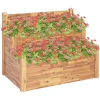 vidaXL Maceta de dos niveles, 110 x 75 x 84 cm, madera maciza de acacia