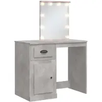 vidaXL Mesa de tocador con luces LED, color gris cemento, 90 x 42 x 132,5 cm