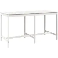 vidaXL Mesa de jardín blanca, 203,5 x 90 x 110 cm, madera maciza de pino