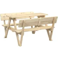 vidaXL Mesa de picnic para 4 niños de , con orificio para sombrilla, fabricada en madera maciza de abeto