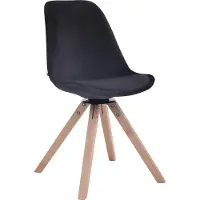 CLP Silla de comedor Troyes, tapizada en terciopelo, cuadrada, giratoria y con patas de madera rectangular, estructura en color negro y cuerpo en color natural