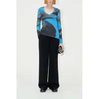 Stine Goya Florian Top Jersey Long Sleeve Brown Brush Stroke Poppy Talla: XS | Camisetas de Seda Outlet | Mujer | Marrón
