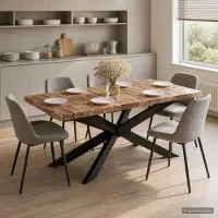 Prolenta Maison Exclusive - Mesa de comedor, 180 x 90 x 76 cm, madera maciza de mango con acabado rugoso