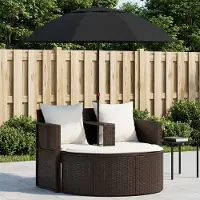 Prolenta Maison Exclusive: Cama de jardín con sombrilla, color marrón, fabricada en ratán sintético