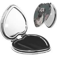 Merkloos Espejo de maquillaje plegable con forma de corazón y aumento