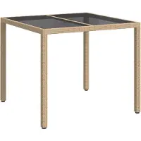 Merkloos Mesa de jardín beige de polirrotán, 90 x 90 x 75 cm