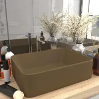 Merkloos Lavabo de cerámica de alta calidad, color crema mate, dimensiones: 41 x 30 x 12 cm