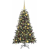 vidaXL Árbol de Navidad artificial, color verde, 120 cm, fabricado con PVC, plástico y acero