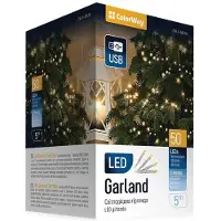 Colorway : Guirnalda LED para interior, 50 LEDs, longitud 5 metros, luz blanca cálida, 8 funciones, alimentación USB