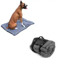 Merkloos Cama para perros plegable, impermeable, con base antideslizante, alfombra para perros, manta de viaje para perros, 90 x 60 cm, con asa ajustable, colchón para perros