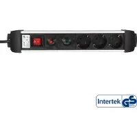 InLine Regleta de enchufes 16431A, de aluminio, con 3 tomas de corriente con conexión a tierra, con protección contra sobrecarga y sobretensión, con interruptor, 1,5 metros